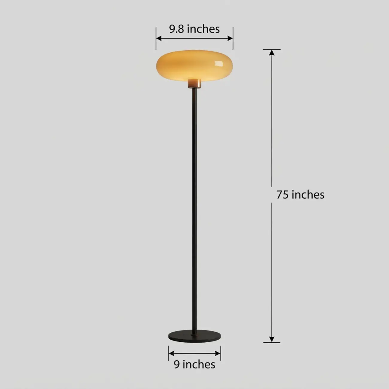 Modern Dimmable LED Floor Lamp with Glass Shade #size | homeyfad