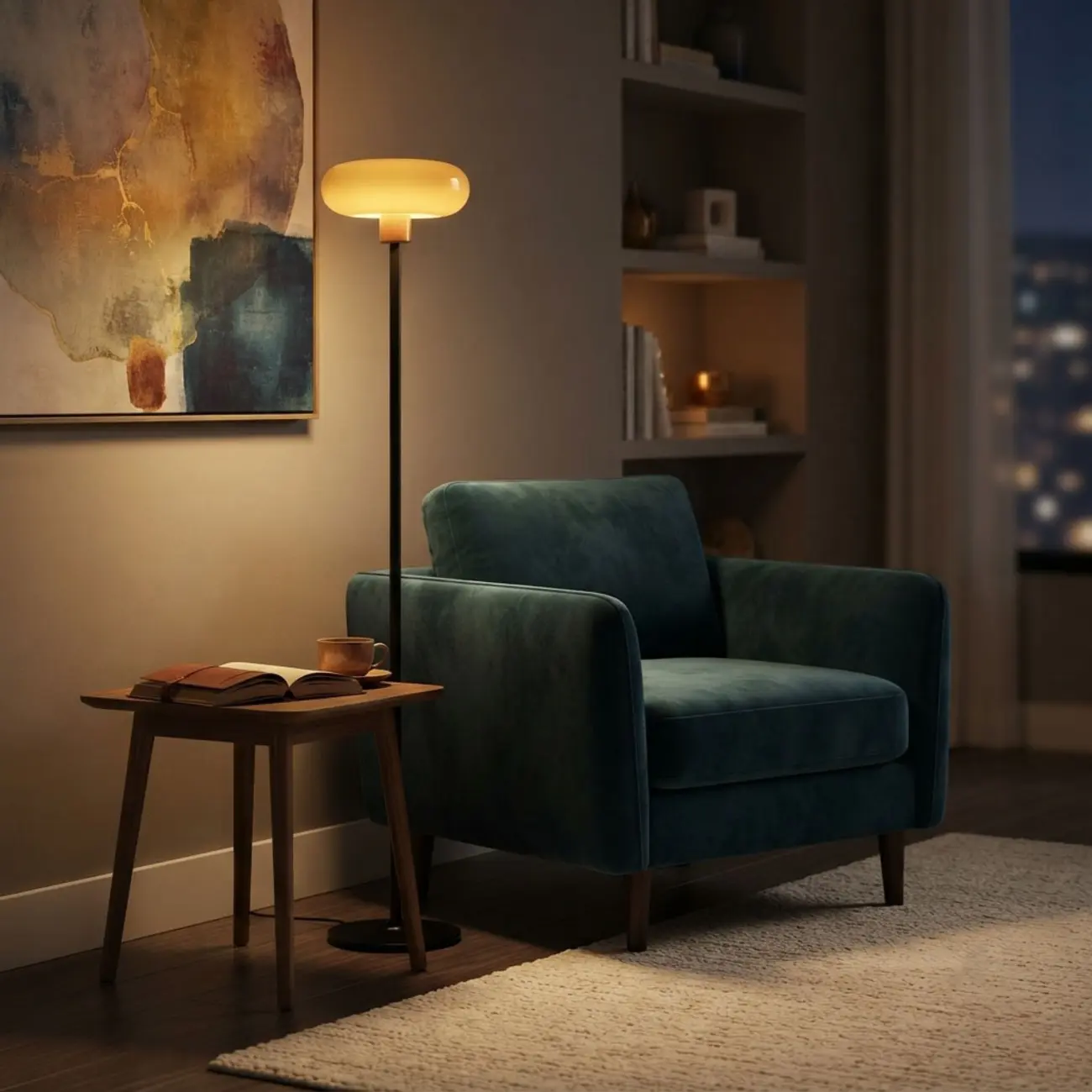 Modern Dimmable LED Floor Lamp with Glass Shade Image - 3 | homeyfad