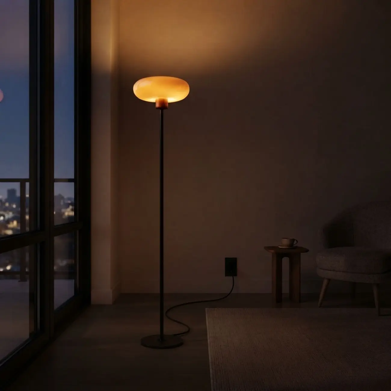 Modern Dimmable LED Floor Lamp with Glass Shade Image - 2 | homeyfad