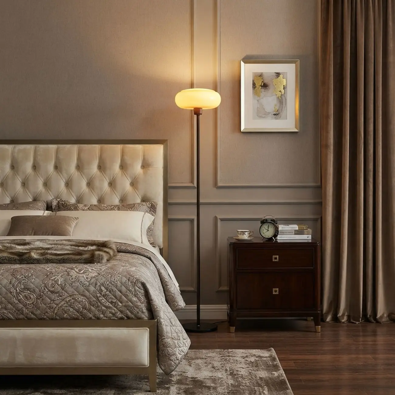 Modern Dimmable LED Floor Lamp with Glass Shade Image - 10 | homeyfad