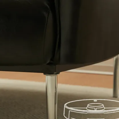 Modern Faux Leather Accent Chair with Ottoman & Metal Legs Image - 9