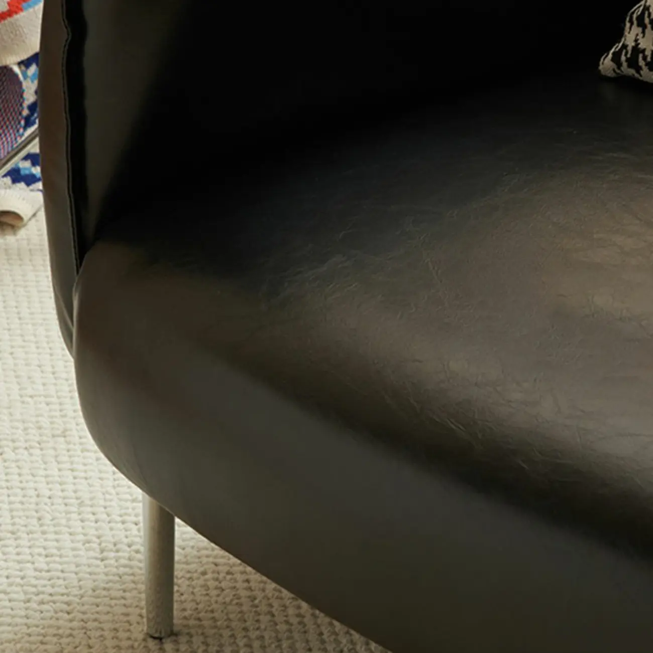 Modern Faux Leather Accent Chair with Ottoman & Metal Legs Image - 13 | homeyfad