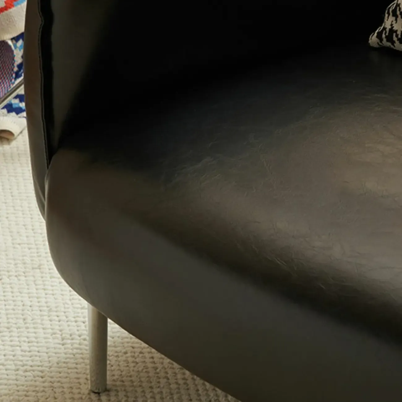 Modern Faux Leather Accent Chair with Ottoman & Metal Legs Image - 13