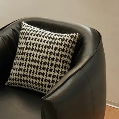 Modern Faux Leather Accent Chair with Ottoman & Metal Legs Image - 15