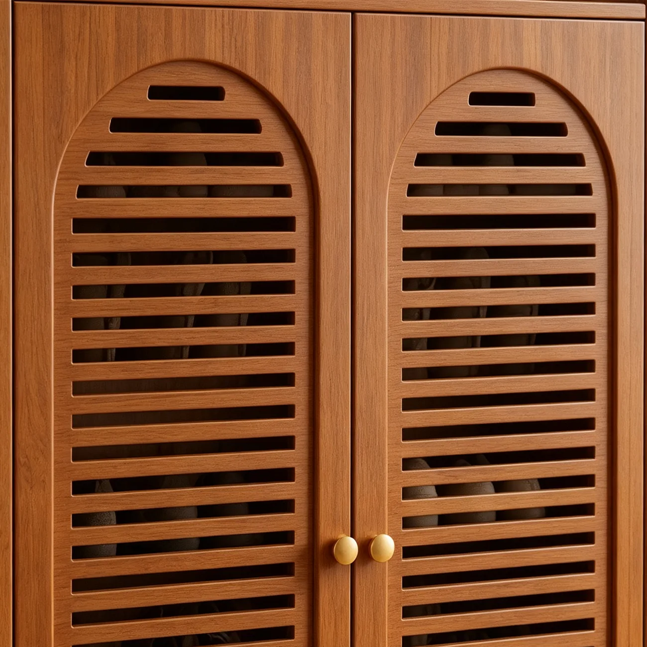 Modern Farmhouse 8-Tier Shoe Storage Cabinet with Louvered Doors Image - 7 | homeyfad