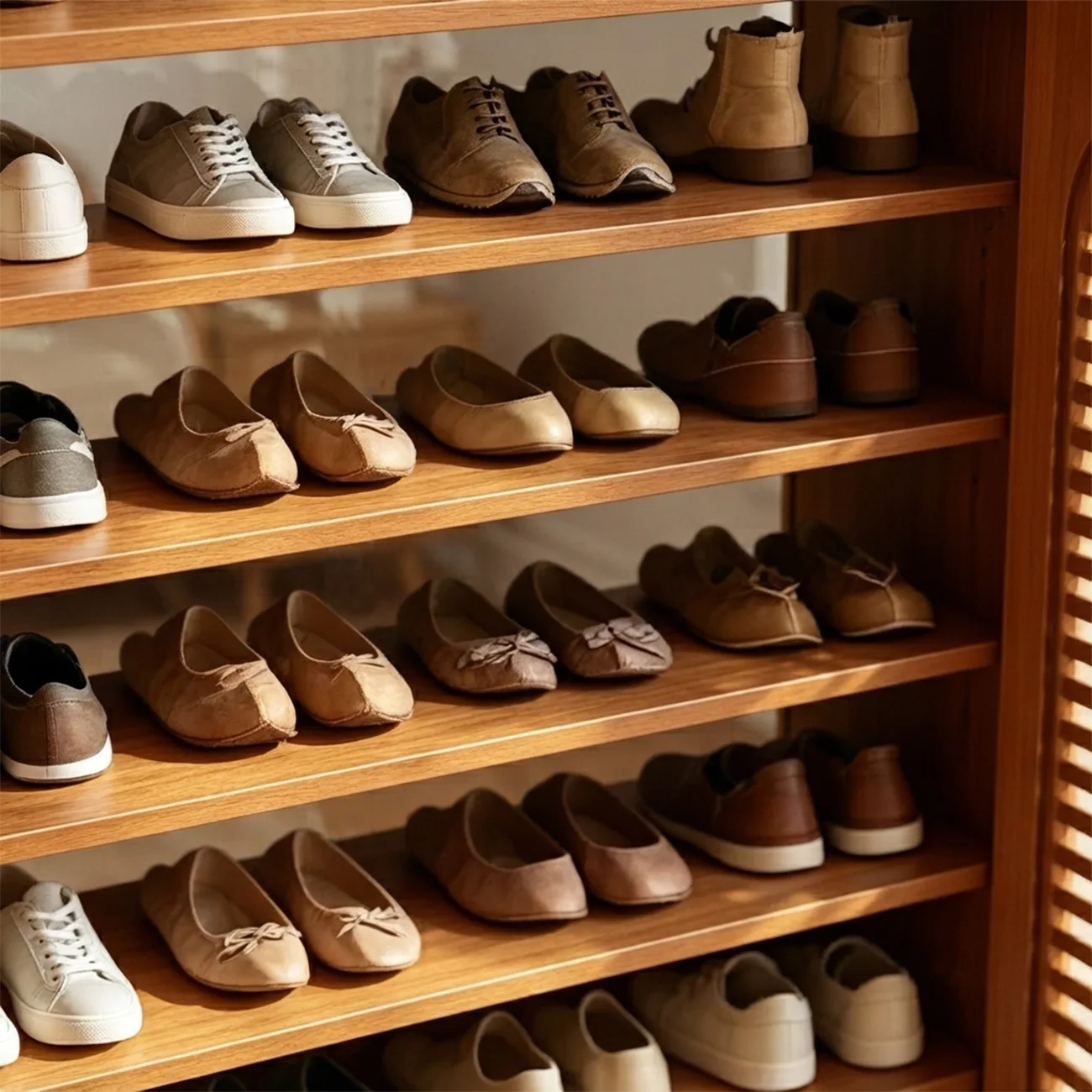 Modern Farmhouse 8-Tier Shoe Storage Cabinet with Louvered Doors Image - 10 | homeyfad