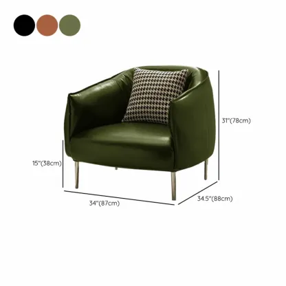 Modern Faux Leather Accent Chair with Ottoman & Metal Legs #size