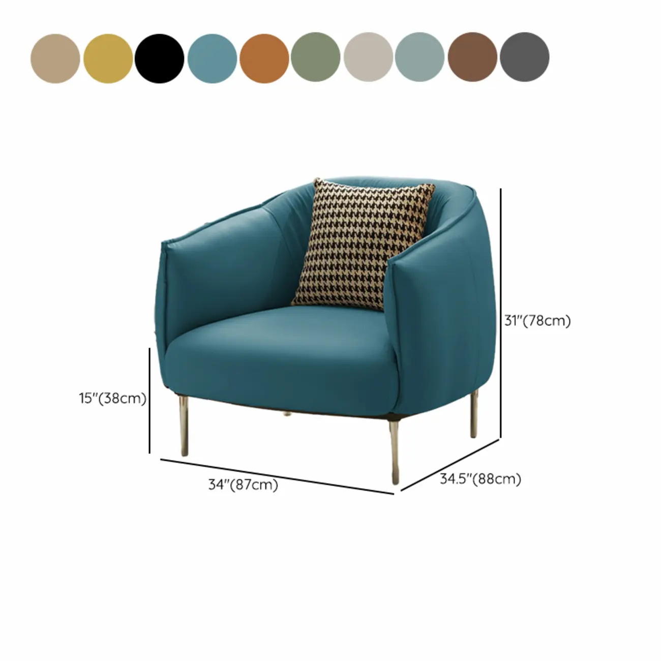 Modern Faux Leather Accent Chair with Ottoman & Metal Legs Image - 25 | homeyfad
