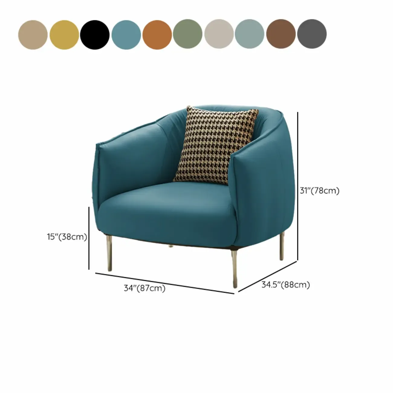 Modern Faux Leather Accent Chair with Ottoman & Metal Legs Image - 25