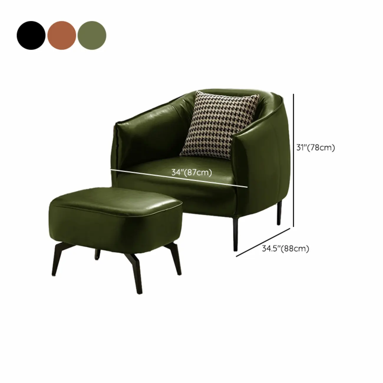 Modern Faux Leather Accent Chair with Ottoman & Metal Legs Image - 26 | homeyfad