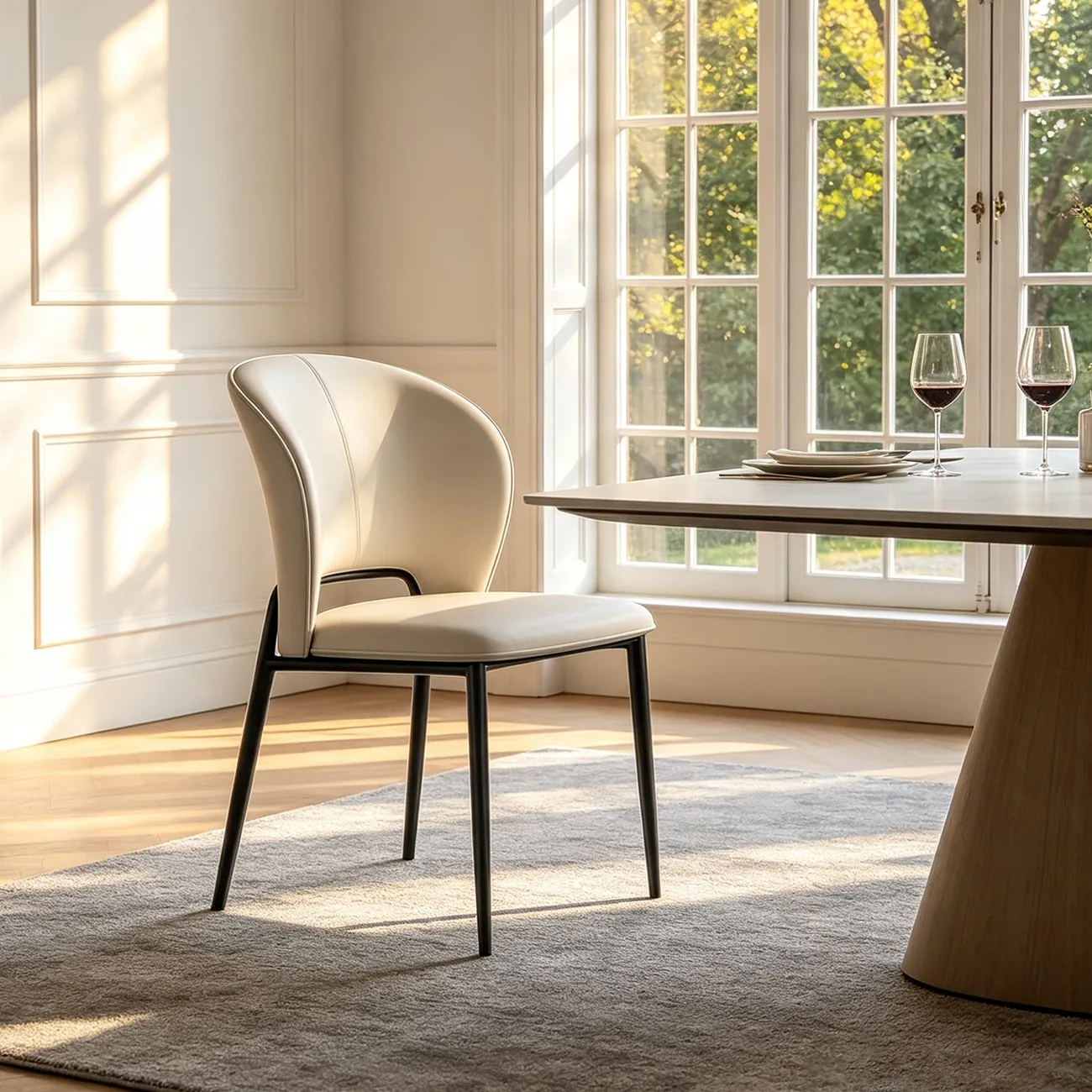 Modern Faux Leather Curved Low Back Dining Chair Image - 10 | homeyfad
