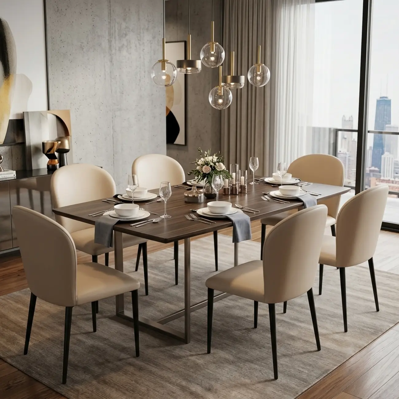 Modern Faux Leather Upholstered Curved Back Dining Chairs Set of 2 Image - 9 | homeyfad