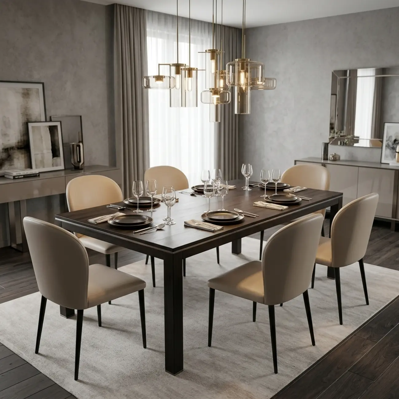 Modern Faux Leather Upholstered Curved Back Dining Chairs Set of 2 Image - 11 | homeyfad