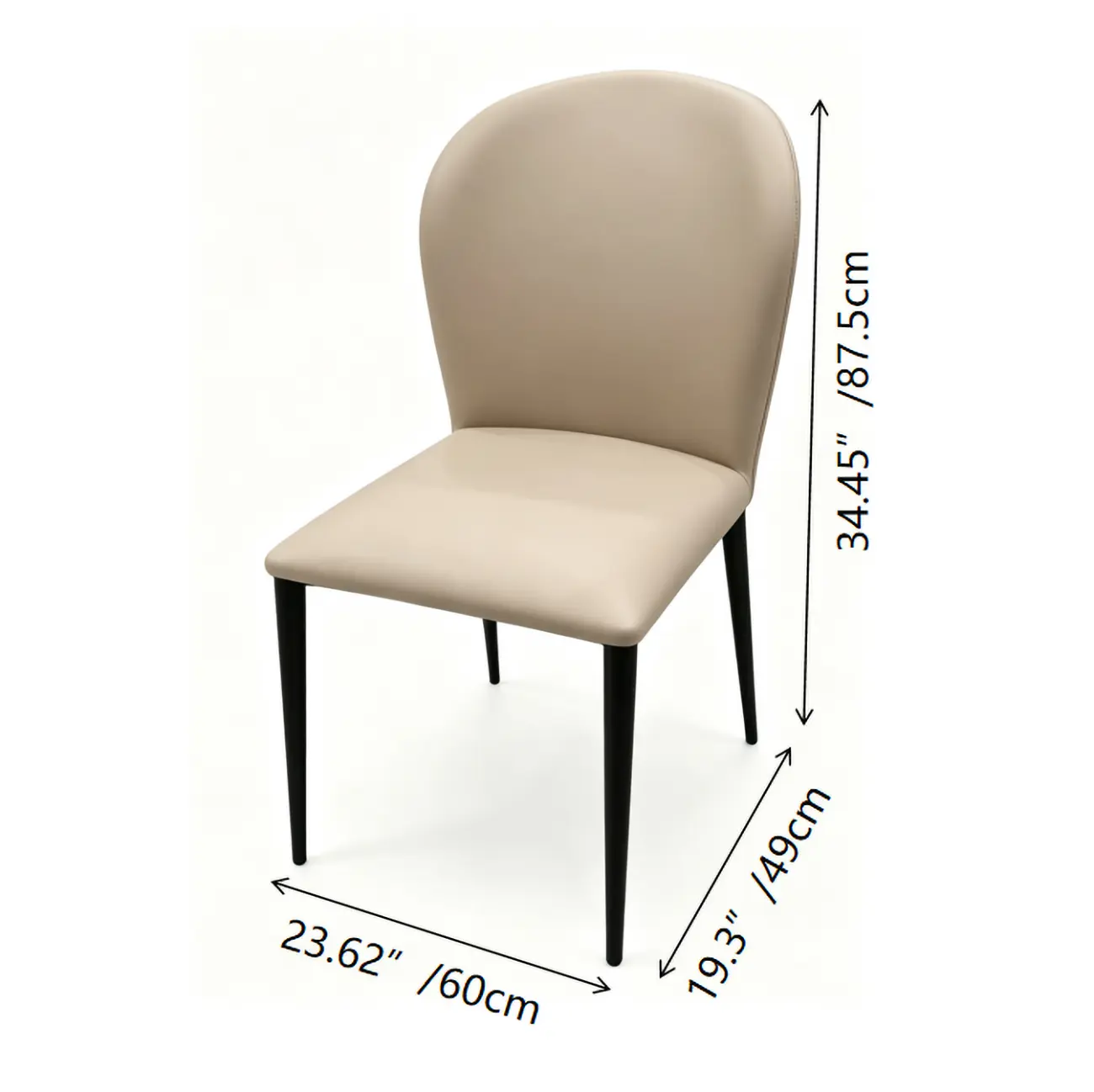 Modern Faux Leather Upholstered Curved Back Dining Chairs Set of 2 #size | homeyfad