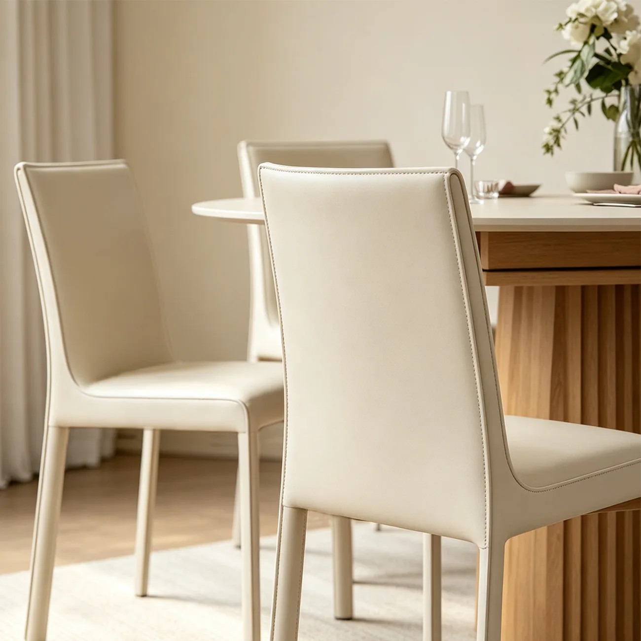Modern Faux Leather Armless Dining Chair for Kitchen Image - 7 | homeyfad