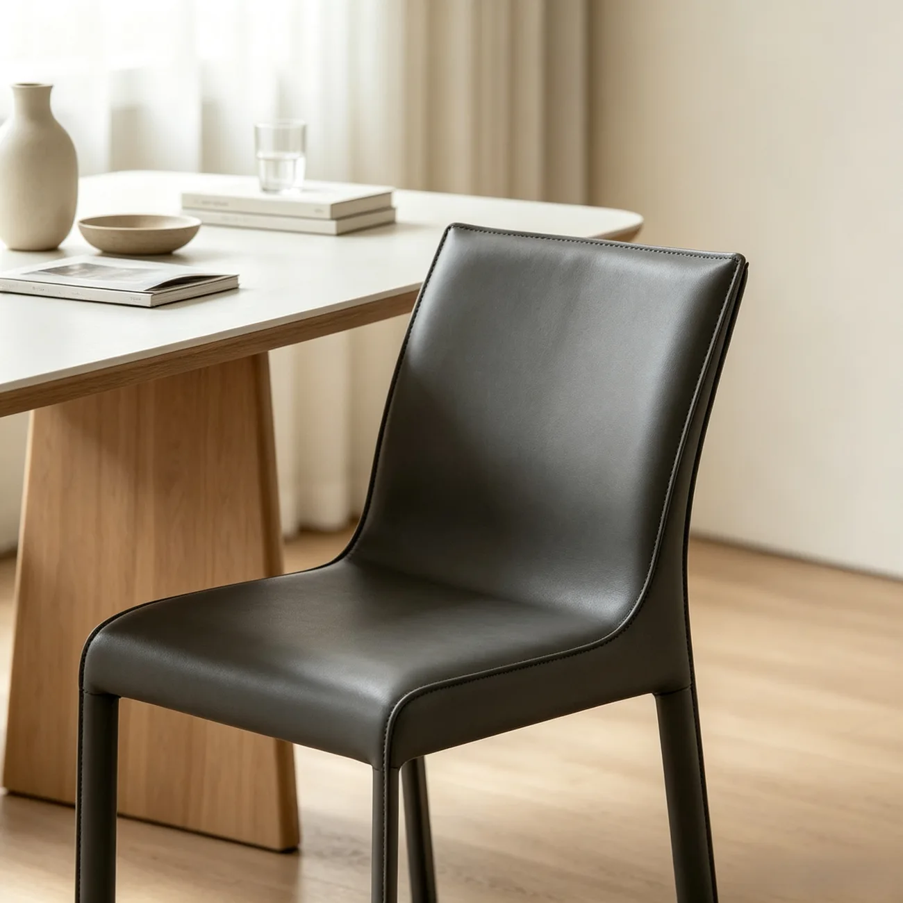Modern Faux Leather Armless Dining Chair for Kitchen Image - 12 | homeyfad