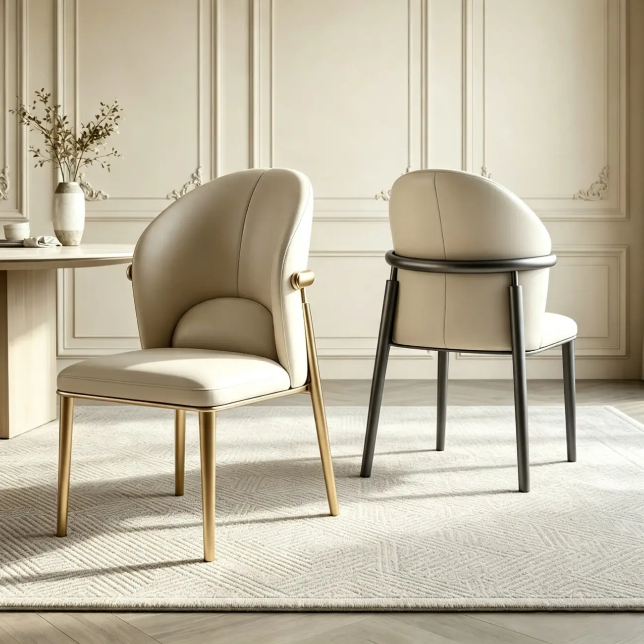 Glam Armless Genuine Leather Dining Chairs With Metal Legs Image - 1 | homeyfad