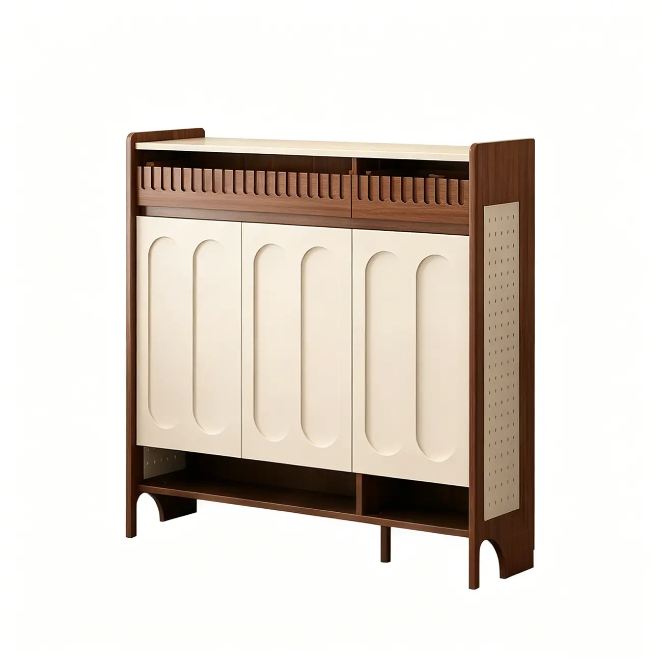 Modern Solid Wood Entryway Shoe Cabinet With Side Pegboard Storage Image - 17 | homeyfad