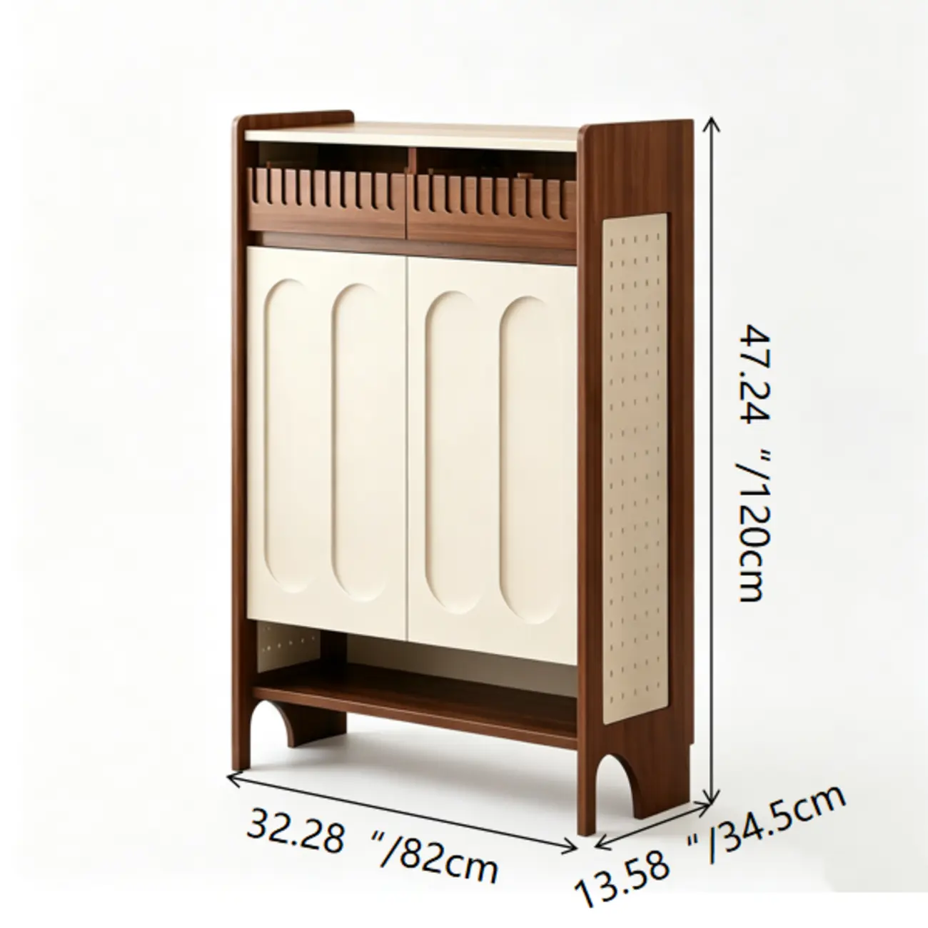 Modern Solid Wood Entryway Shoe Cabinet With Side Pegboard Storage #size | homeyfad