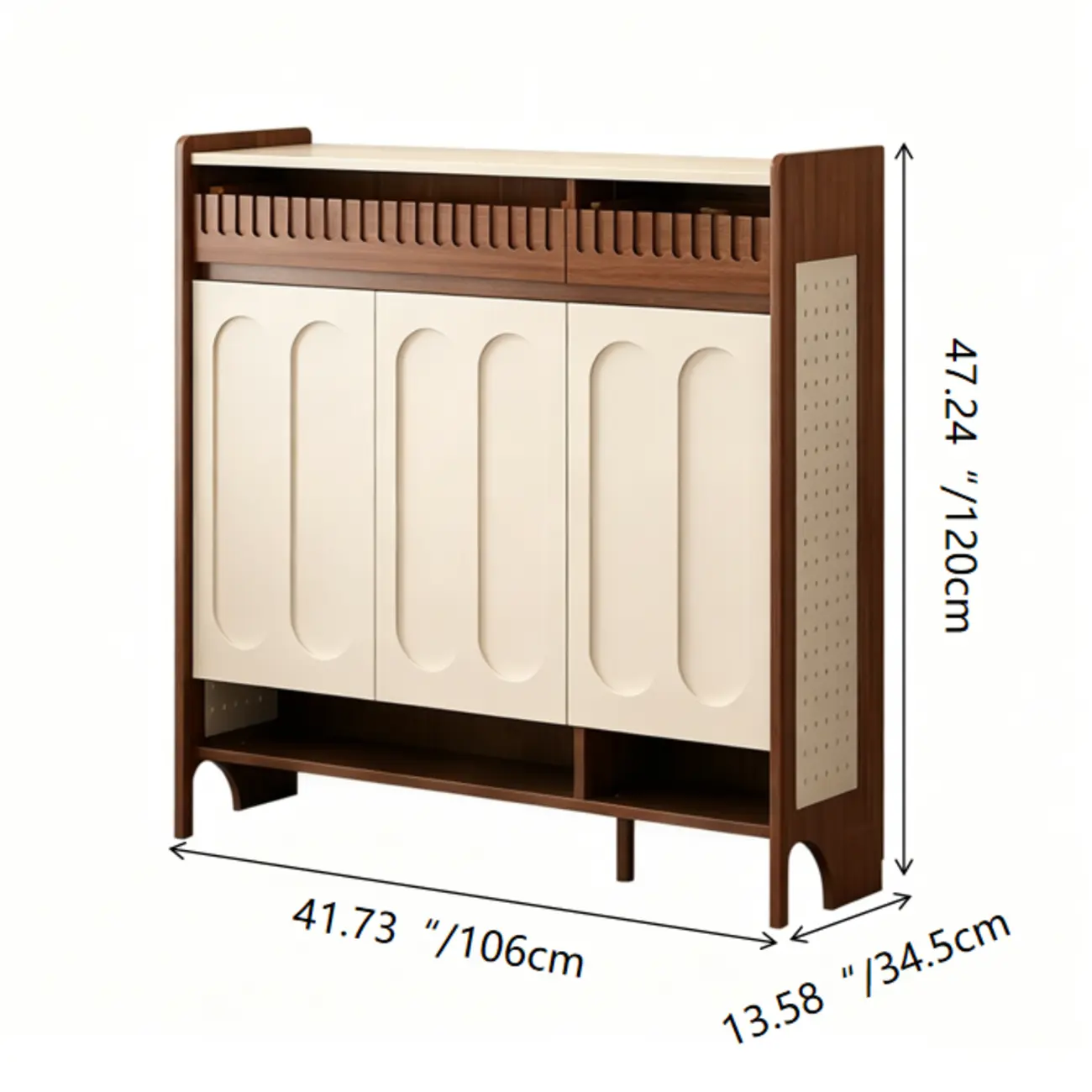 Modern Solid Wood Entryway Shoe Cabinet With Side Pegboard Storage Image - 13 | homeyfad