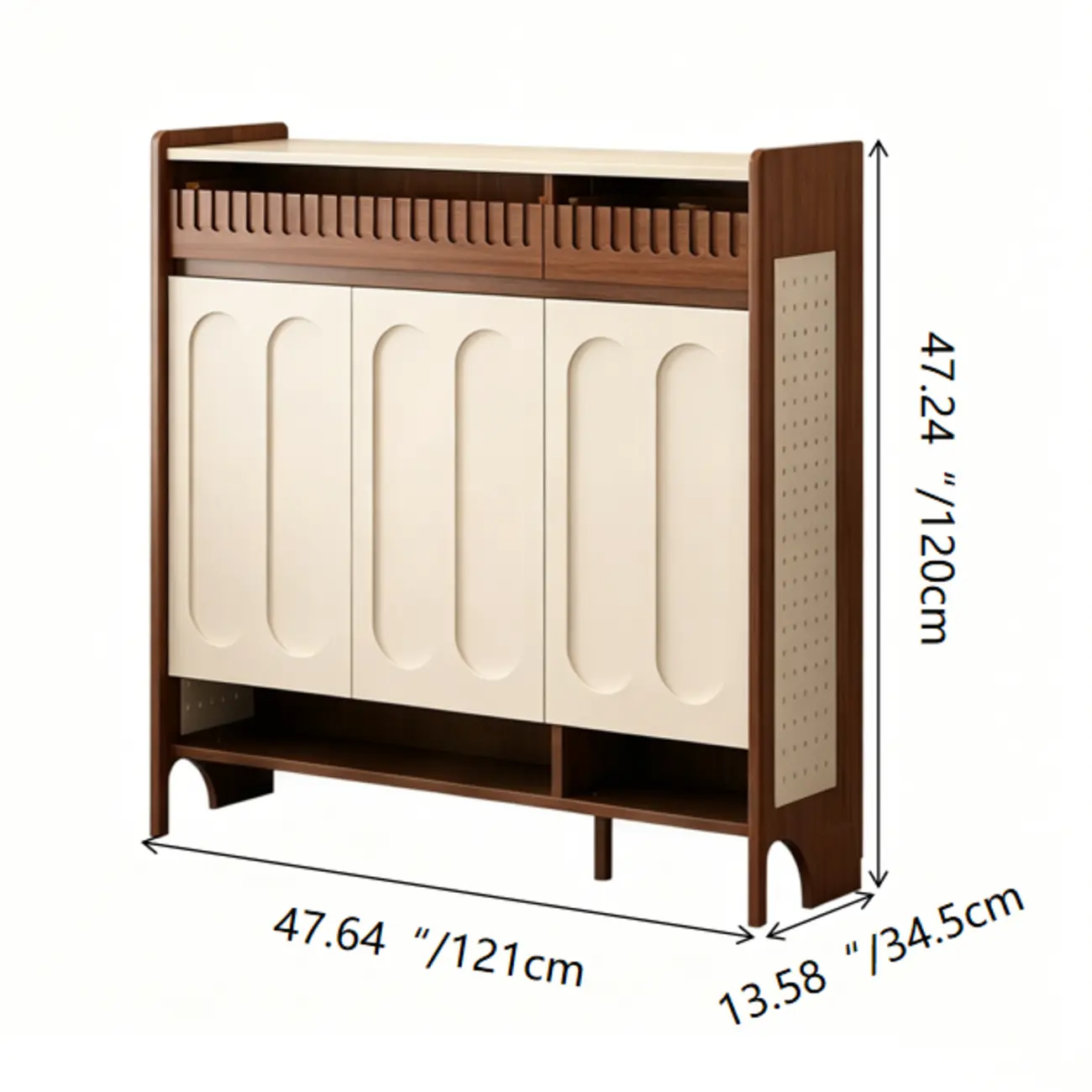 Modern Solid Wood Entryway Shoe Cabinet With Side Pegboard Storage Image - 12 | homeyfad