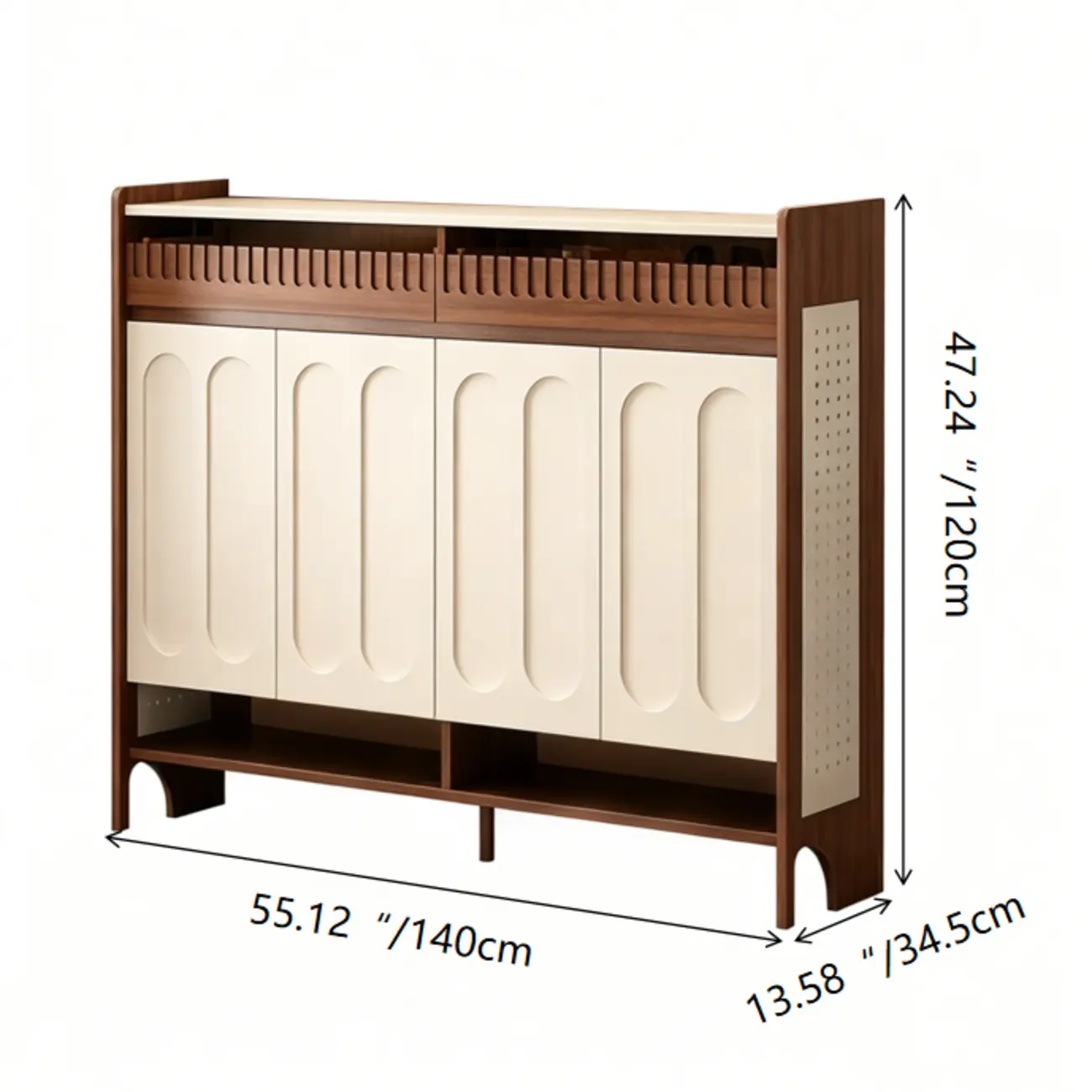 Modern Solid Wood Entryway Shoe Cabinet With Side Pegboard Storage Image - 14 | homeyfad