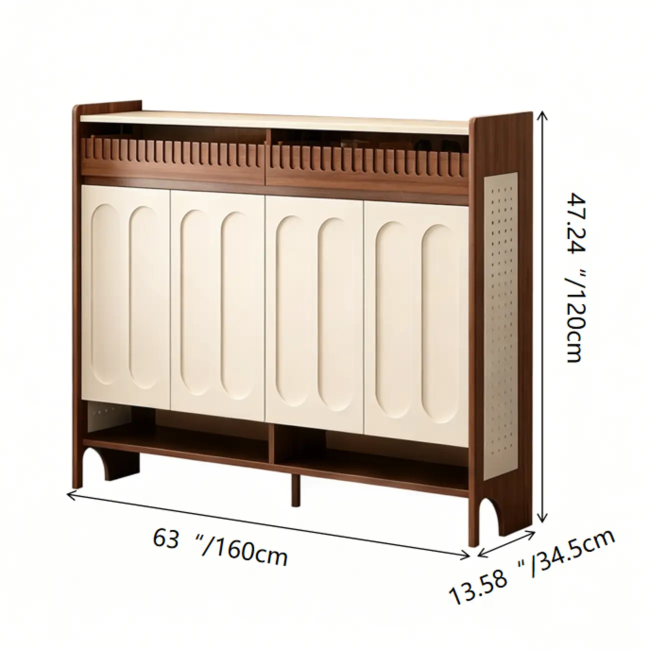Modern Solid Wood Entryway Shoe Cabinet With Side Pegboard Storage Image - 15 | homeyfad