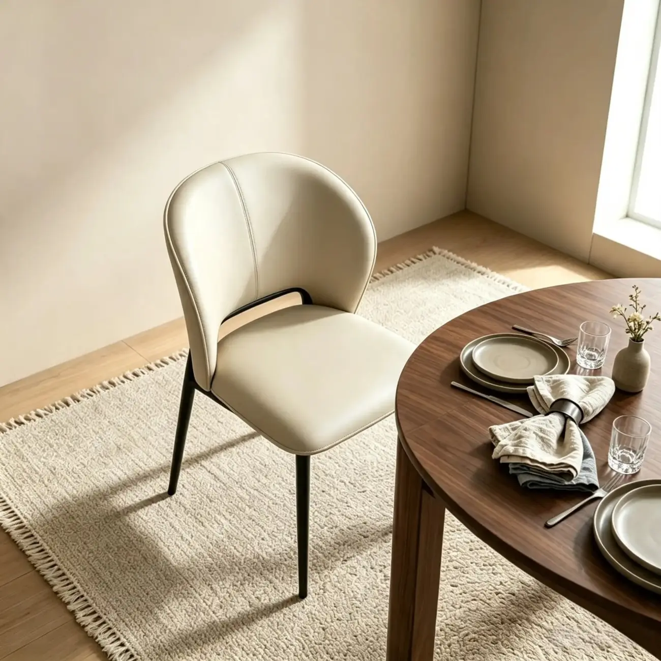 Modern Faux Leather Curved Low Back Dining Chair Image - 3 | homeyfad