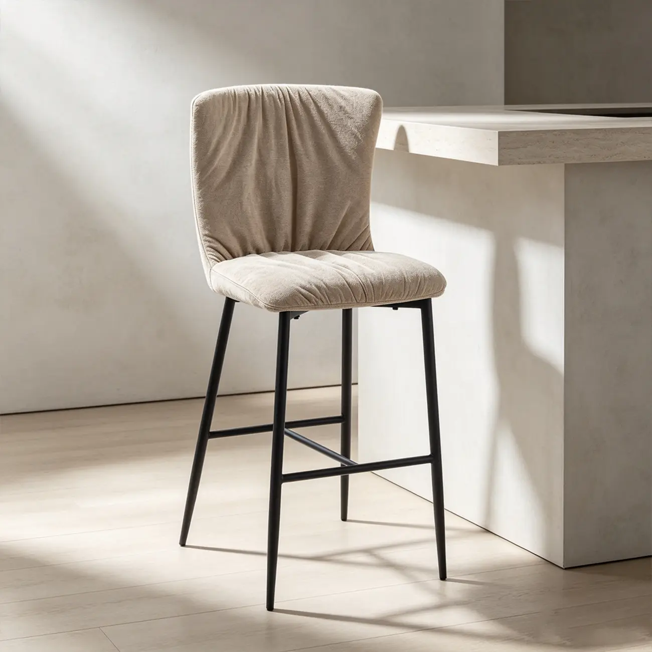 Scandinavian Chenille Upholstered 30" Seat Height Armless Bar Stool Image - 12 | homeyfad