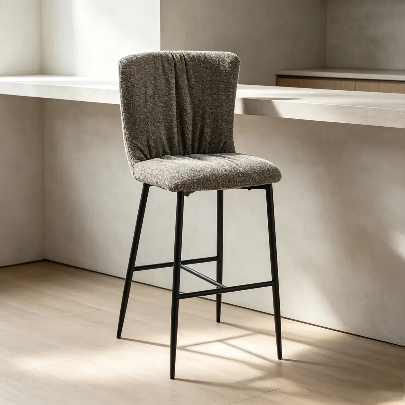 Scandinavian Chenille Upholstered 30" Seat Height Armless Bar Stool Image - 13 | homeyfad