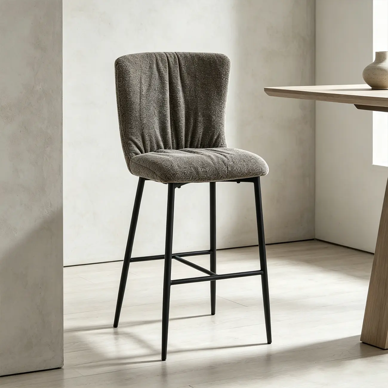 Scandinavian Chenille Upholstered 30" Seat Height Armless Bar Stool Image - 14 | homeyfad