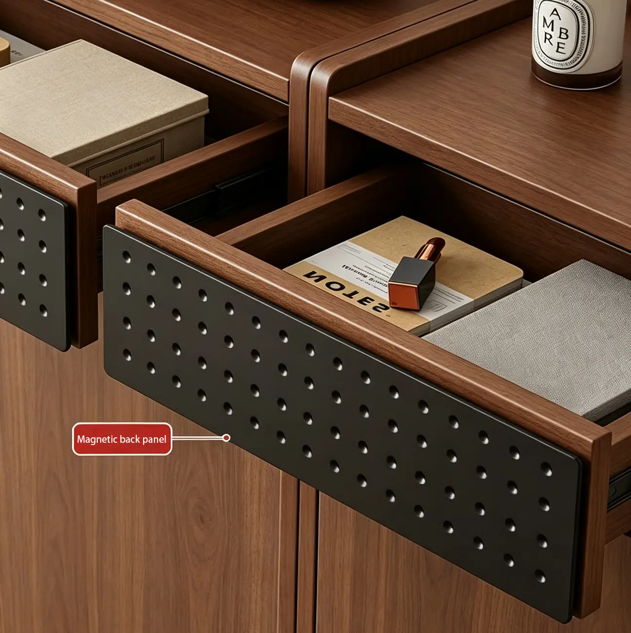 Modern Wooden Entryway Shoe Storage Cabinet With Magnetic Back Panel Image - 14 | homeyfad