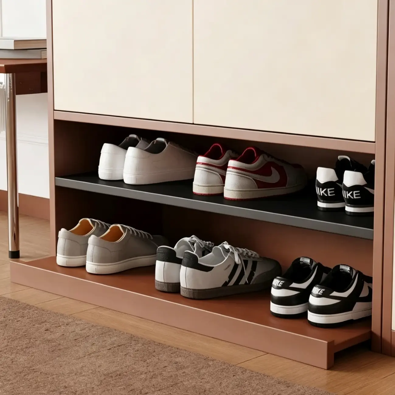 Modern Wooden Entryway Shoe Storage Cabinet With Magnetic Back Panel Image - 12 | homeyfad