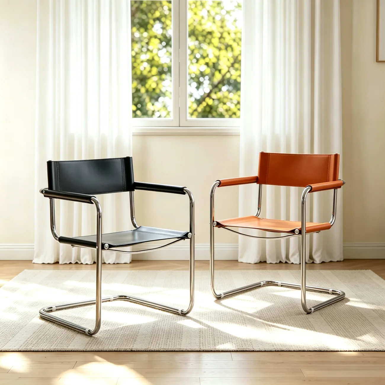 Modern Stainless Steel Open Back Arm Dining Chair Image - 1 | homeyfad