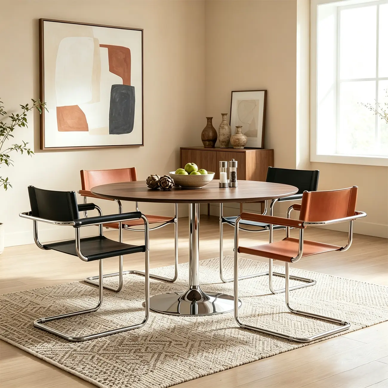 Modern Stainless Steel Open Back Arm Dining Chair Image - 3 | homeyfad