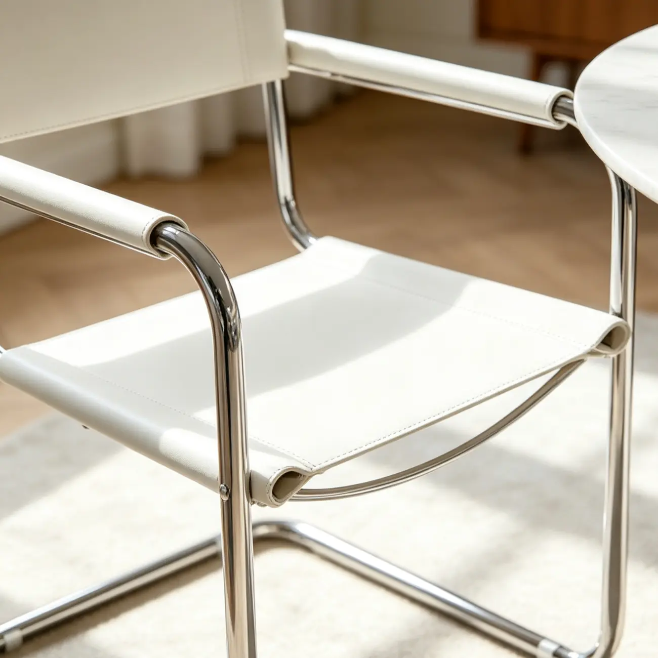 Modern Stainless Steel Open Back Arm Dining Chair Image - 10 | homeyfad