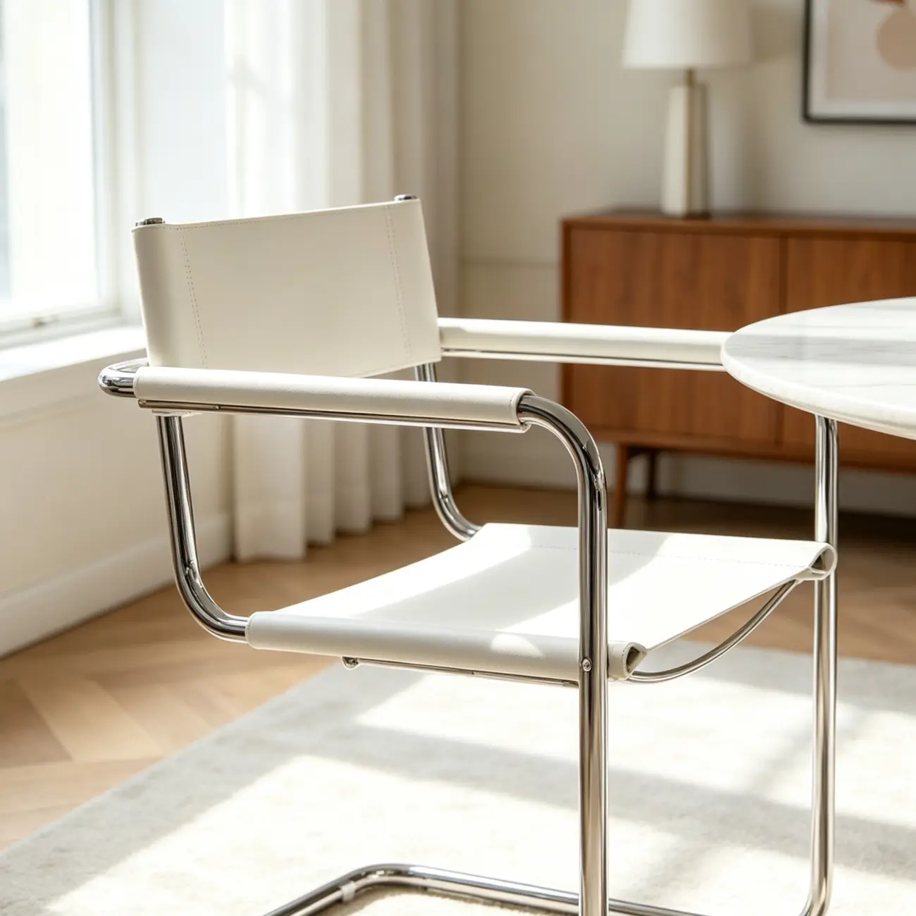 Modern Stainless Steel Open Back Arm Dining Chair Image - 9 | homeyfad