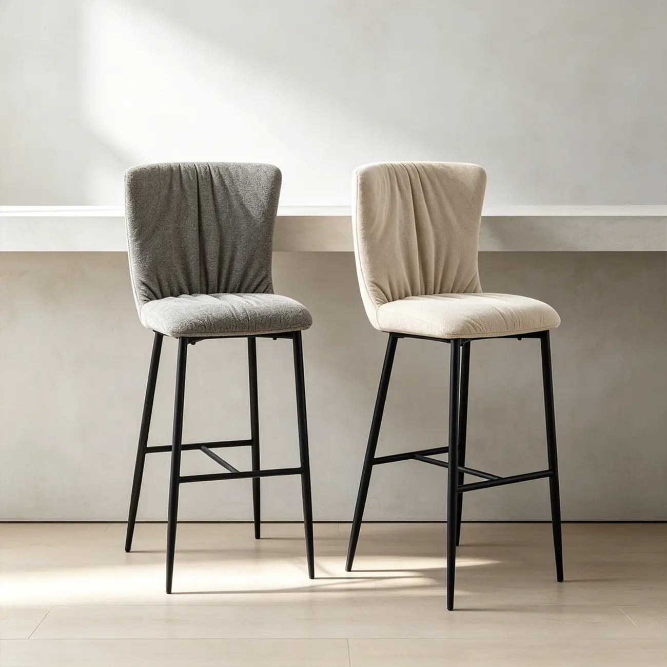 Scandinavian Chenille Upholstered 30" Seat Height Armless Bar Stool Image - 10 | homeyfad