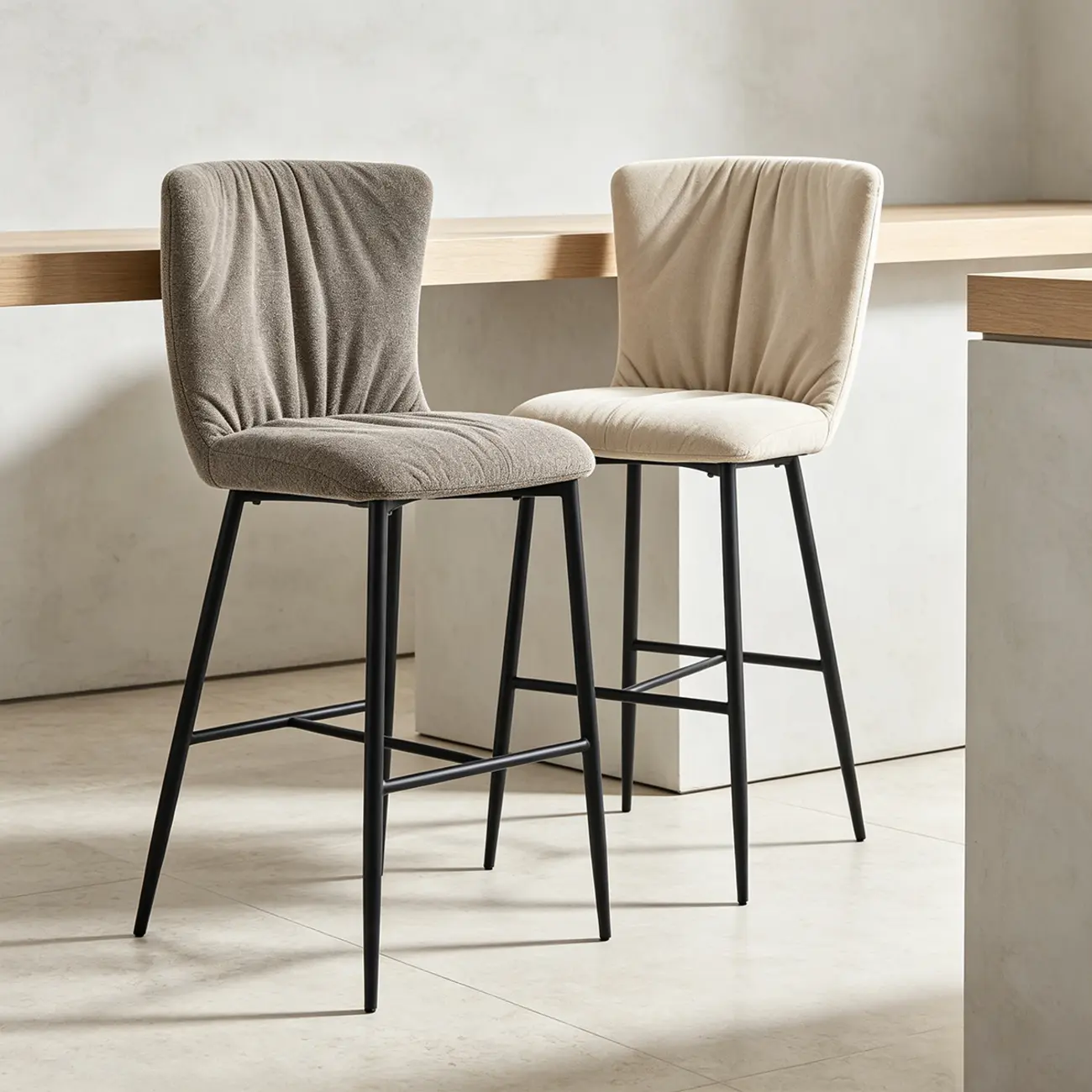 Scandinavian Chenille Upholstered 30" Seat Height Armless Bar Stool Image - 1 | homeyfad