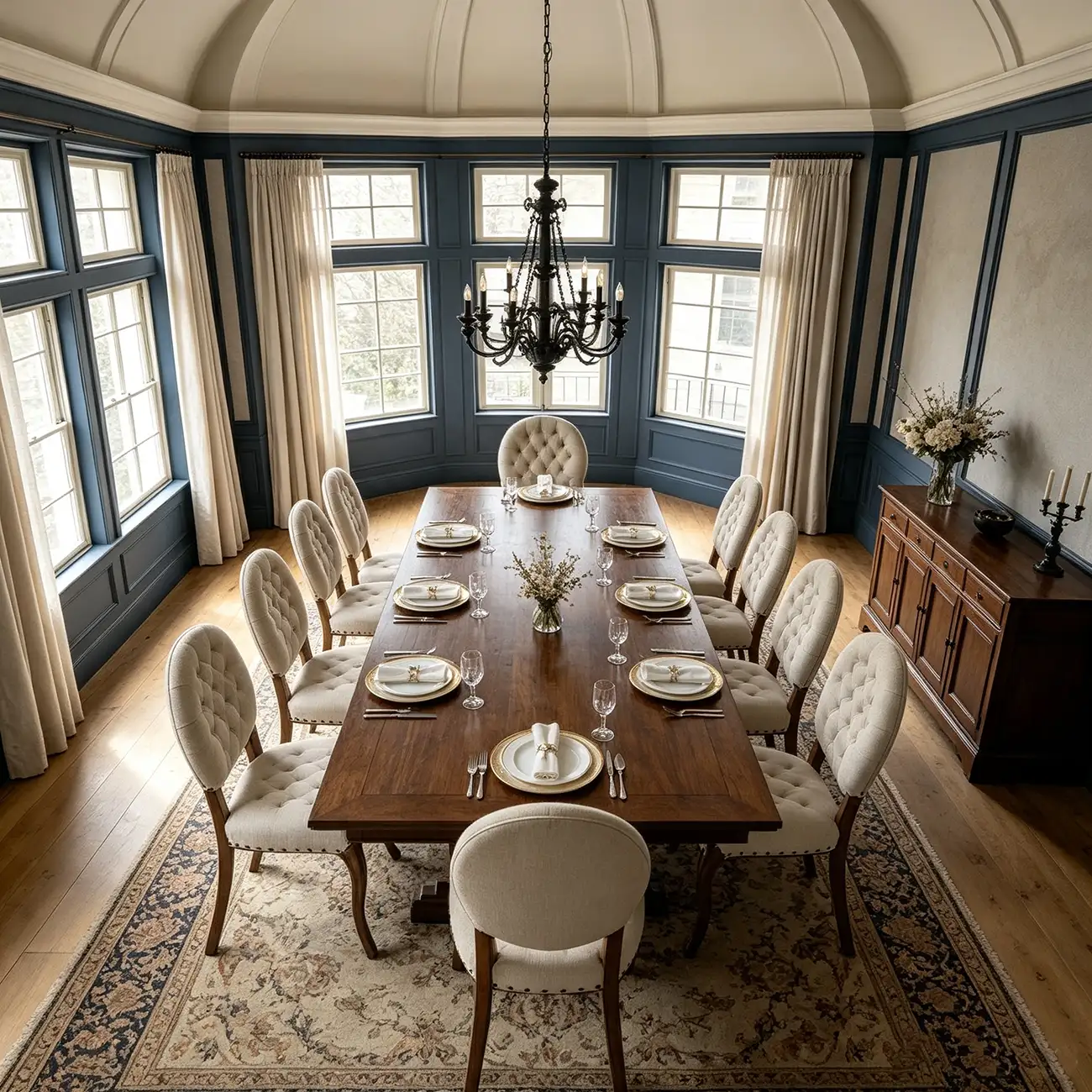 French Country Tufted Solid Wood Dining Chairs With Linen-blend Upholstery Image - 7 | homeyfad