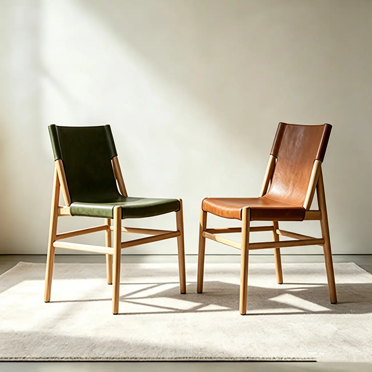 Mid-century Modern Saddle Leather Dining Chairs Carbon Steel Frame Image - 11 | homeyfad