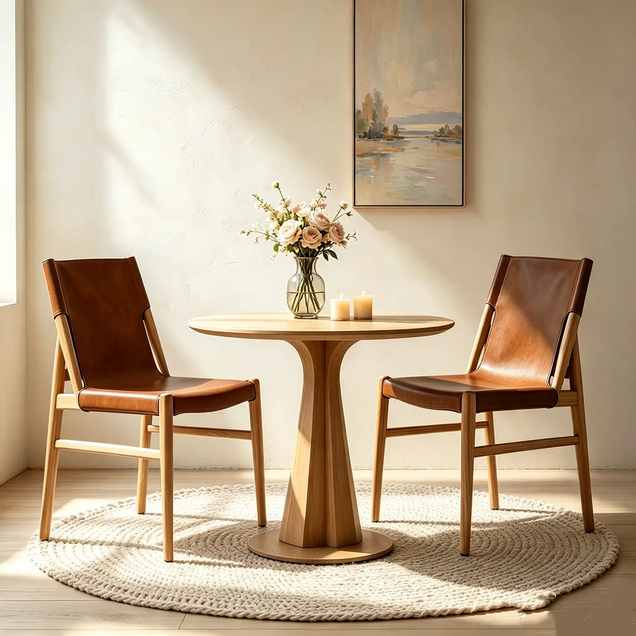 Mid-century Modern Saddle Leather Dining Chairs Carbon Steel Frame Image - 3 | homeyfad
