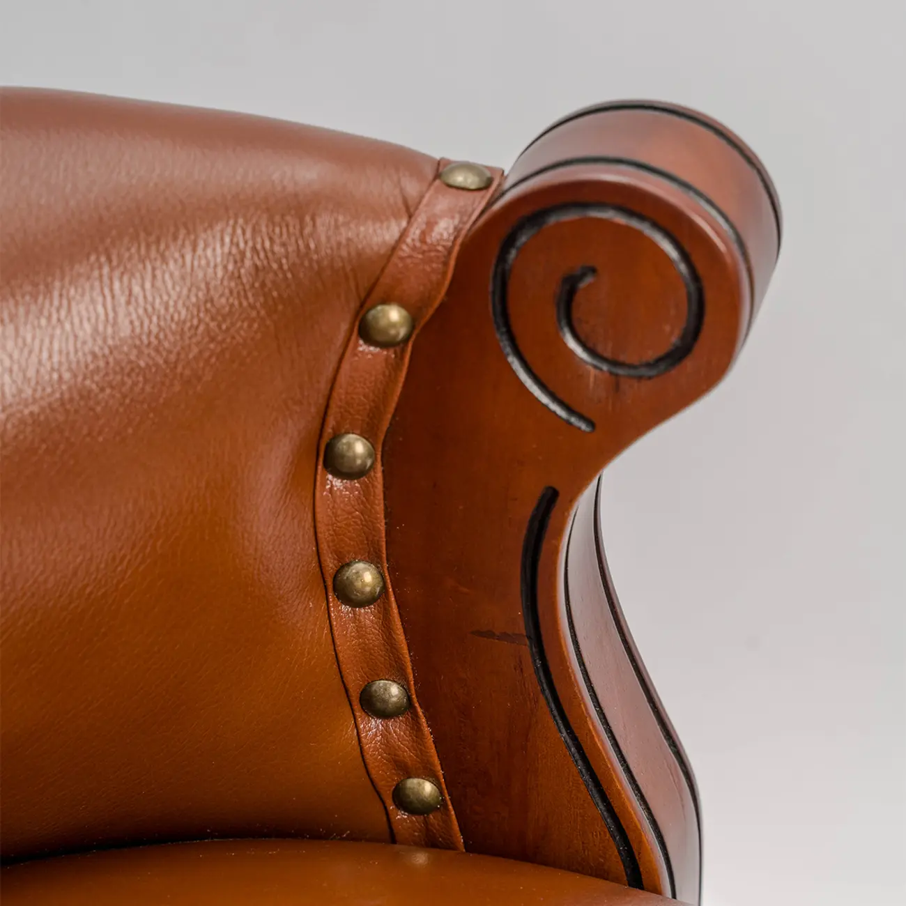 Traditional Genuine Leather Solid Wood Swivel Kitchen 25.6"H Counter Stools Image - 12 | homeyfad