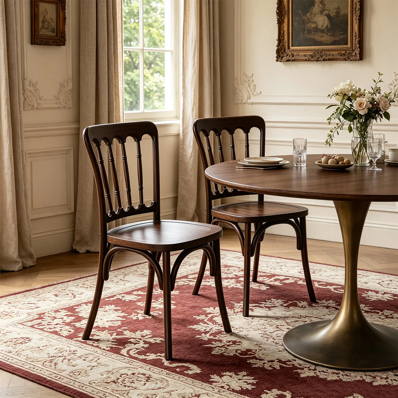Vintage Bentwood Solid Wood Dining Chairs Set of 2 Image - 16 | homeyfad