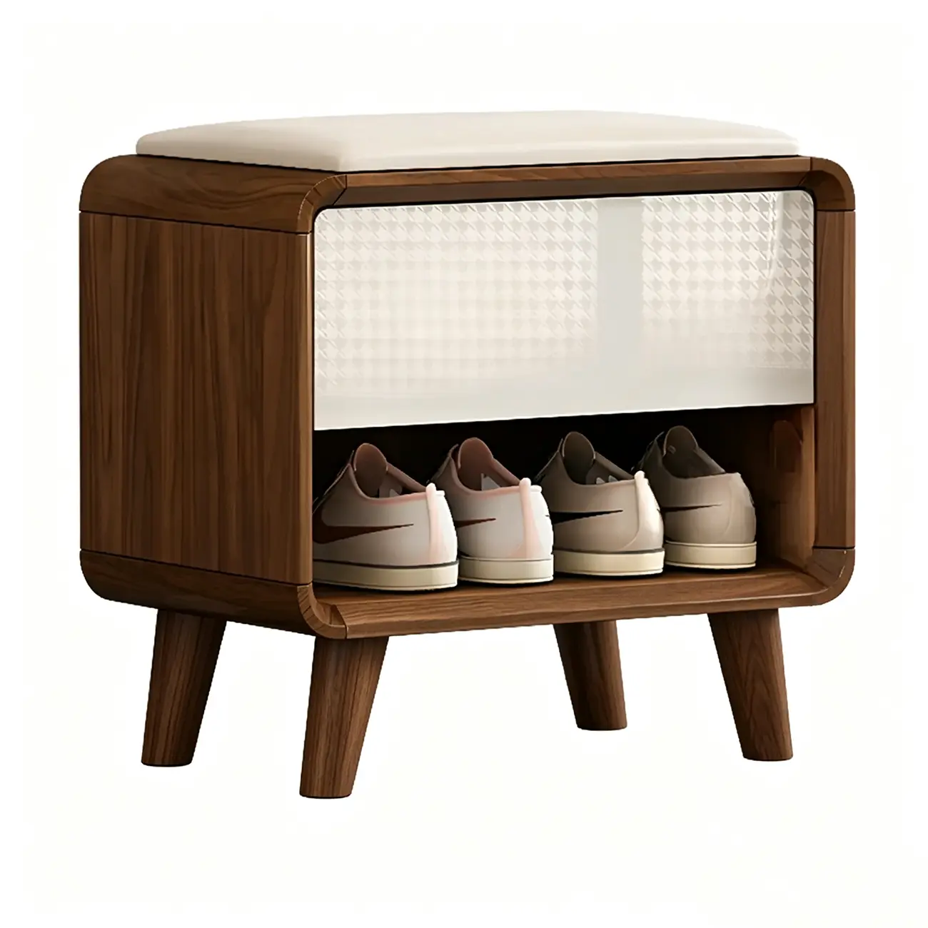 Entryway Natural Wood Shoe Storage Bench with Drawers Image - 10 | homeyfad