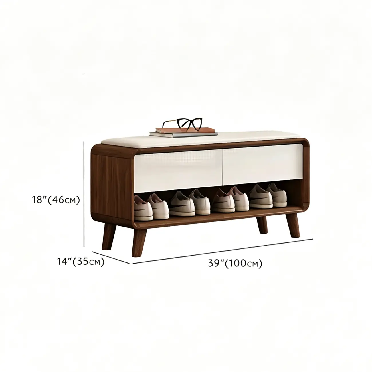 Entryway Natural Wood Shoe Storage Bench with Drawers Image - 12 | homeyfad