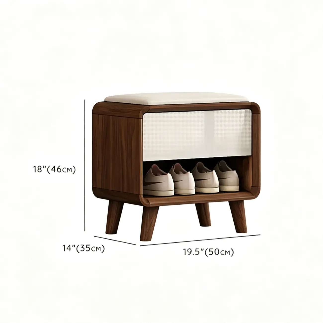 Entryway Natural Wood Shoe Storage Bench with Drawers Image - 11 | homeyfad