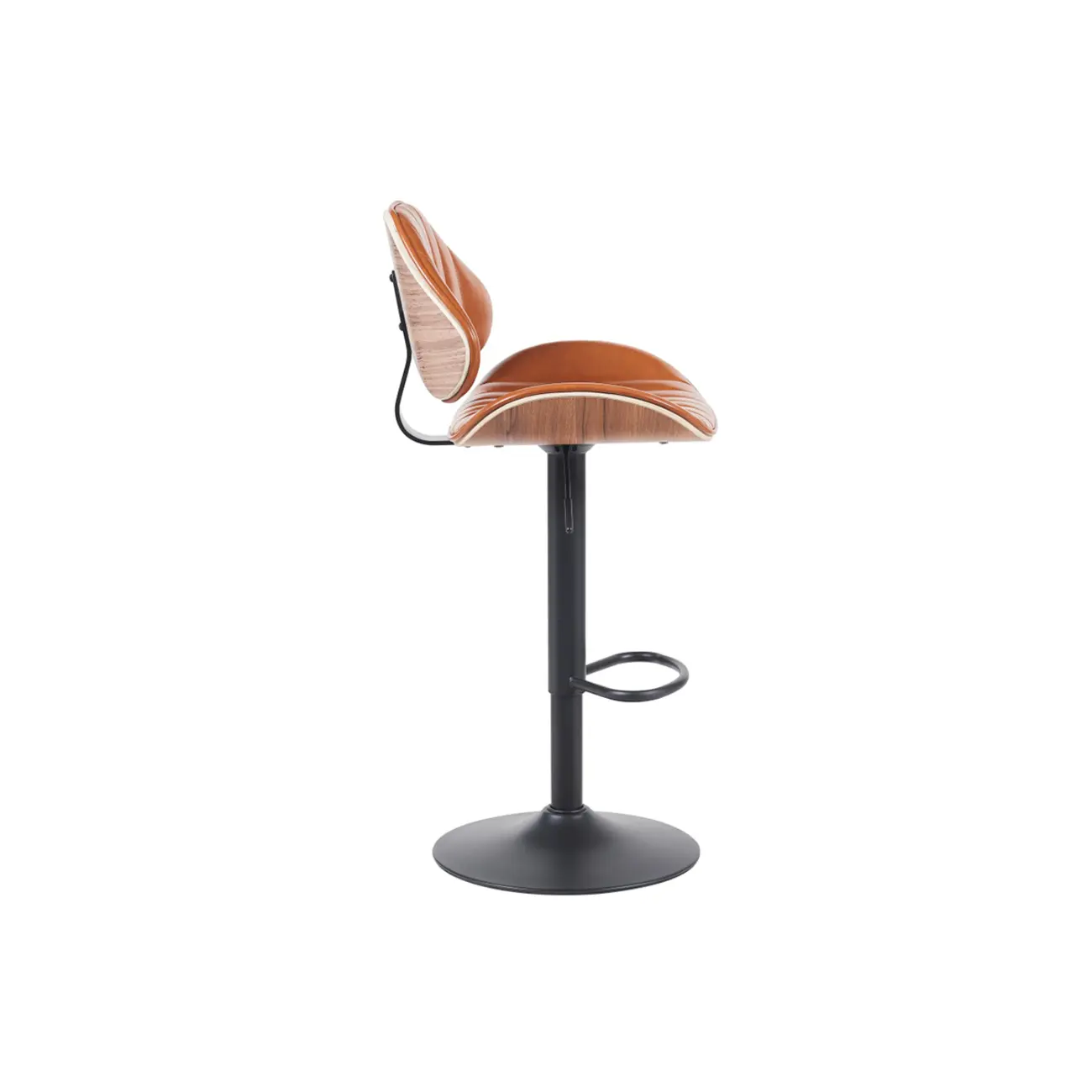 Modern Adjustable Faux Leather Swivel Bar Stools Set of 2 for Kitchen Island Image - 14 | homeyfad