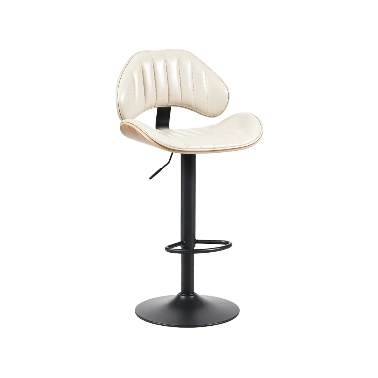 Modern Adjustable Faux Leather Swivel Bar Stools Set of 2 for Kitchen Island Image - 16 | homeyfad