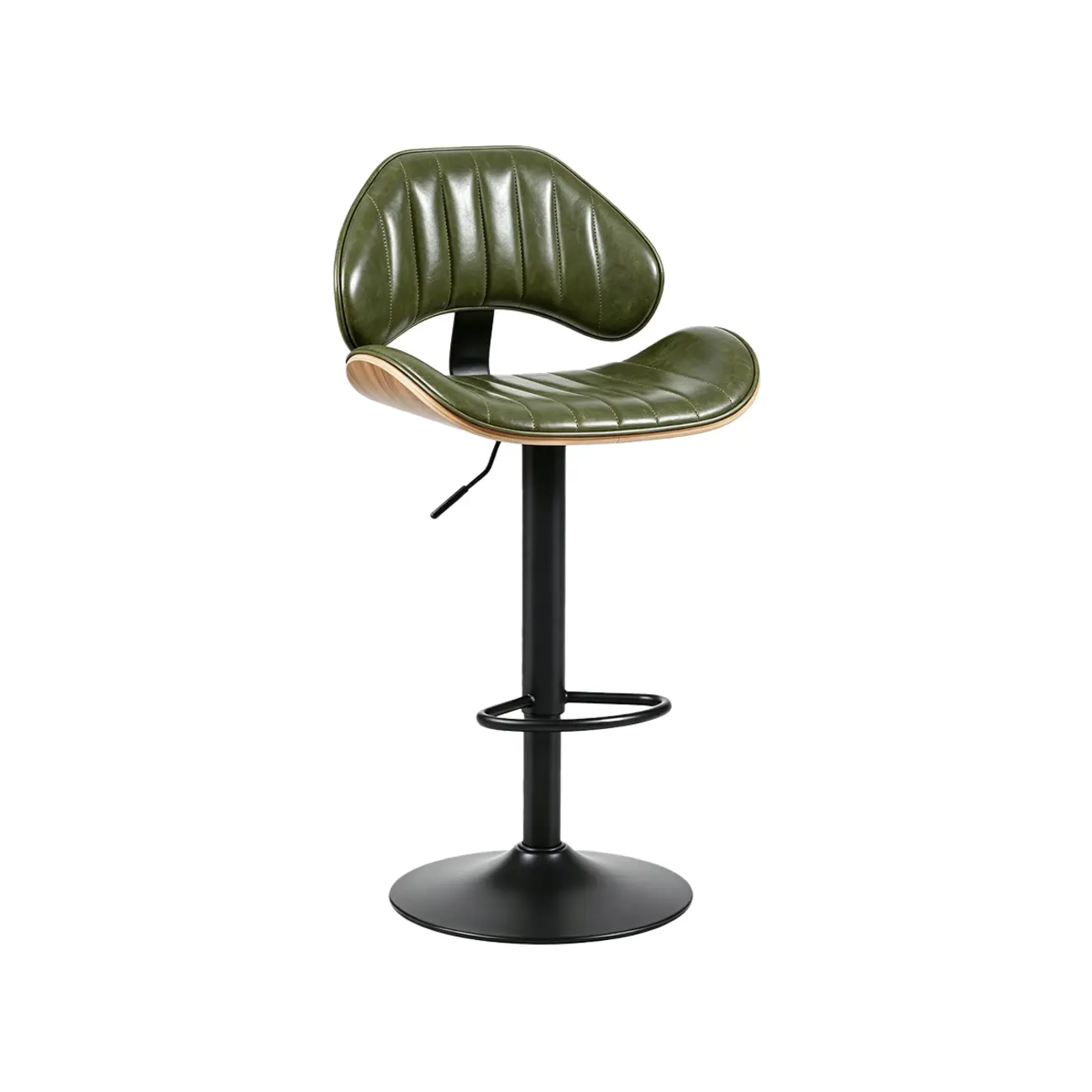 Modern Adjustable Faux Leather Swivel Bar Stools Set of 2 for Kitchen Island Image - 17 | homeyfad